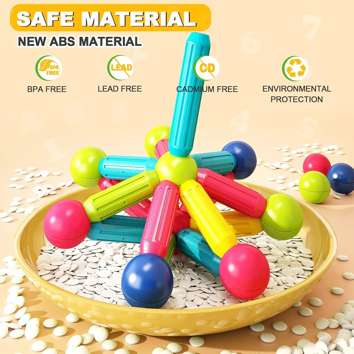 Magnetic Stick, Balls & Rods Building Set – STEM Learning Toy for Kids