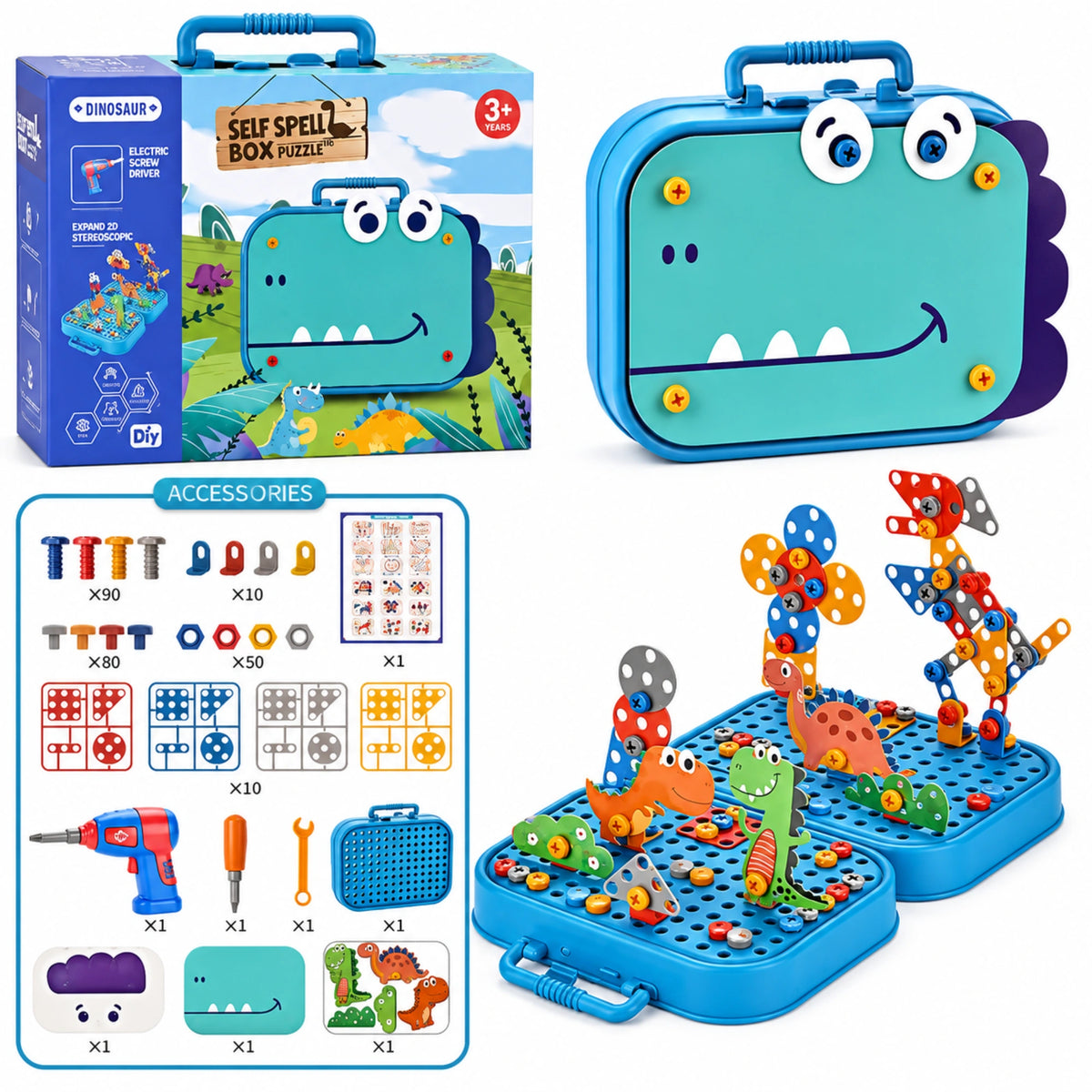 Dinosaur Electric Drill Construction Toy Set