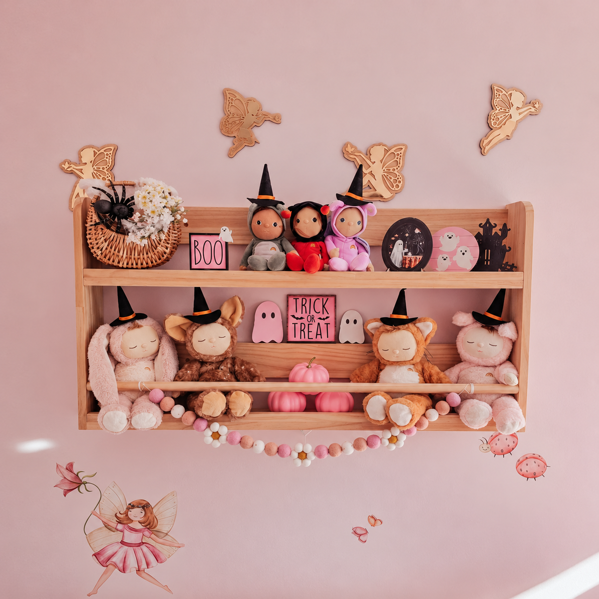 Front-Facing Wall Bookshelf, 2 Tier