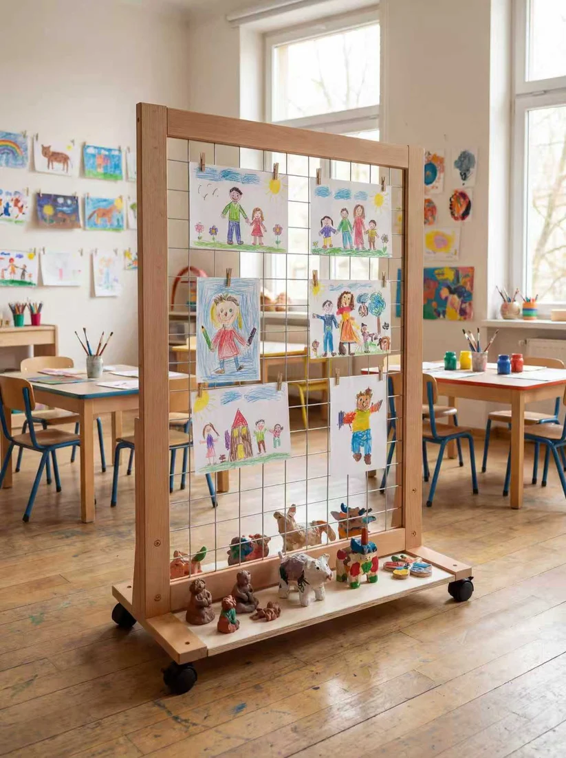 Height-Adjustable Mobile Art Rack