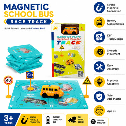 Magnetic School Bus Race Track Toy
