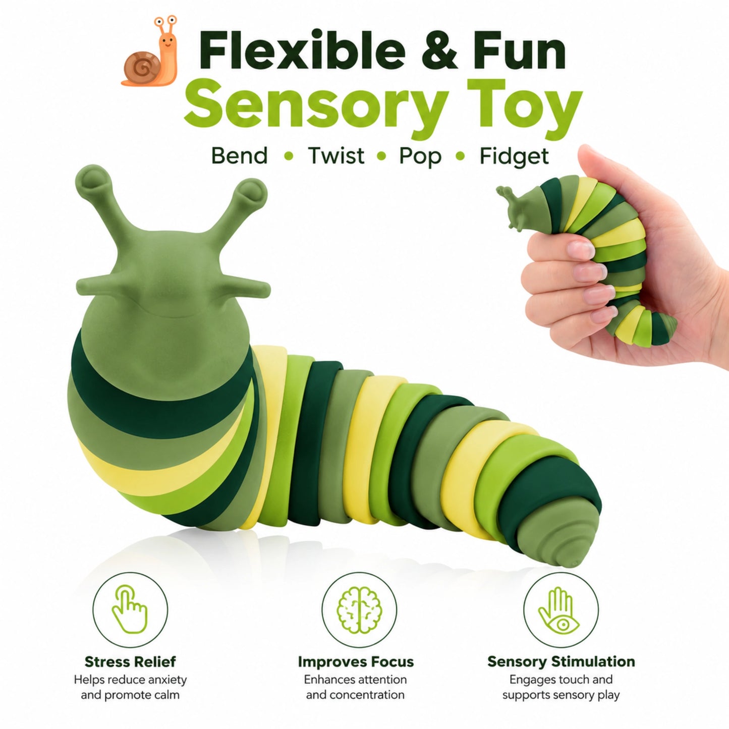 Flexible Slug Fidget Toy