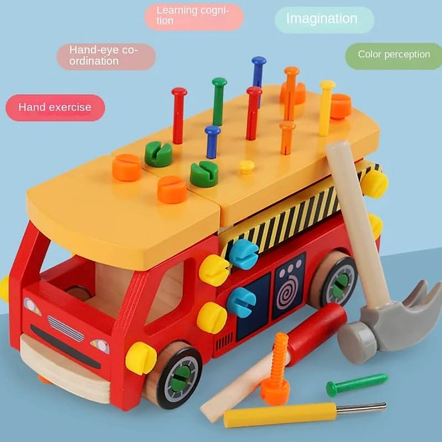 Wooden Fire Truck DIY Assembly Toy