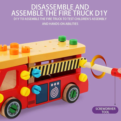 Wooden Fire Truck DIY Assembly Toy