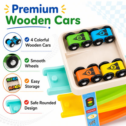 3-in-1 Wooden Racing Ramp Toy
