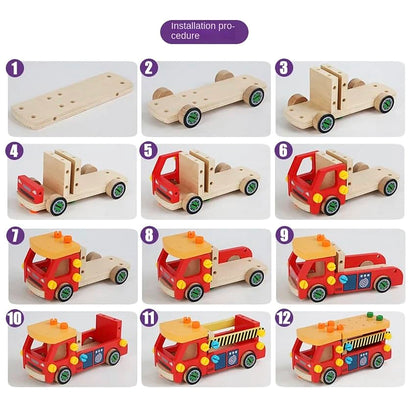 Wooden Fire Truck DIY Assembly Toy