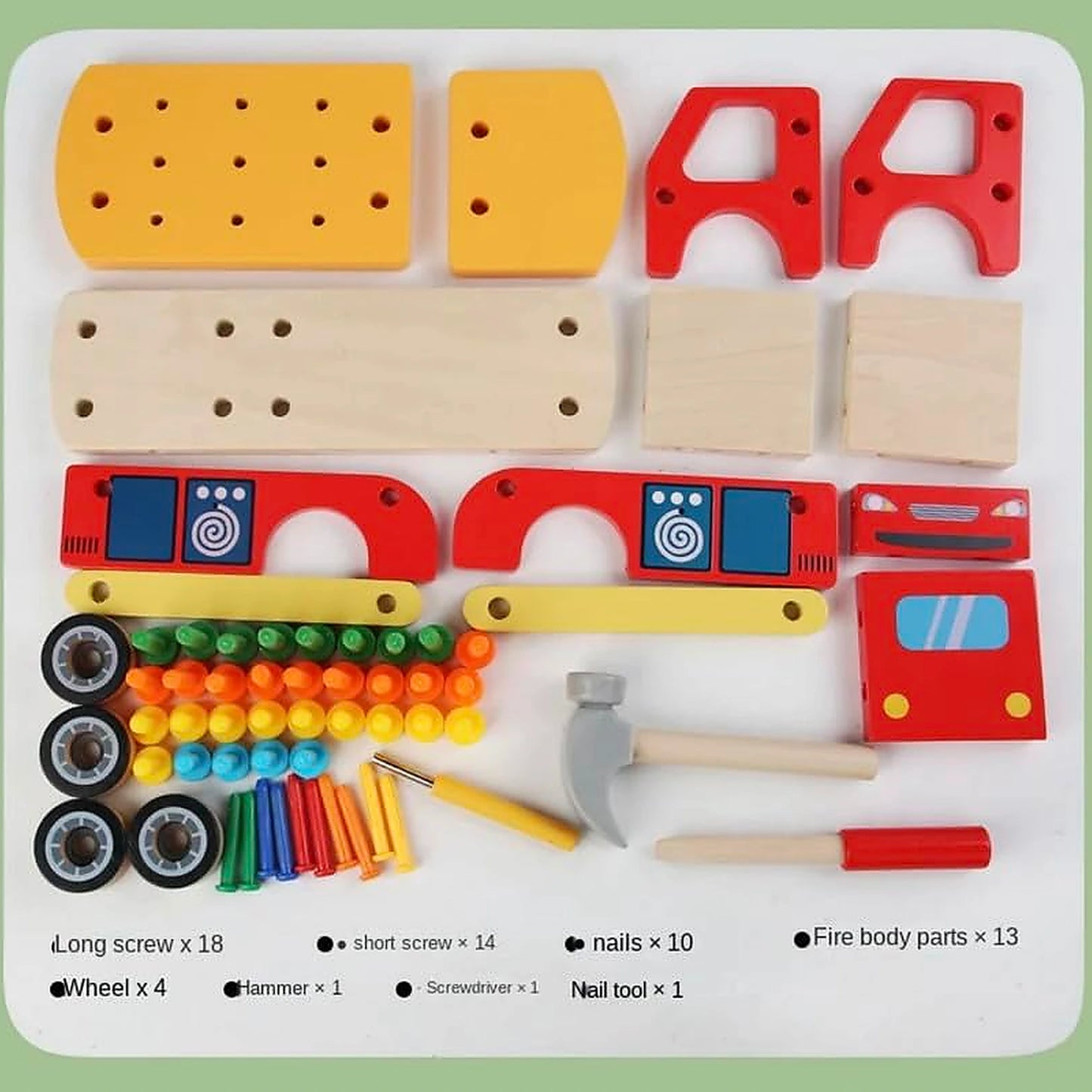 Wooden Fire Truck DIY Assembly Toy
