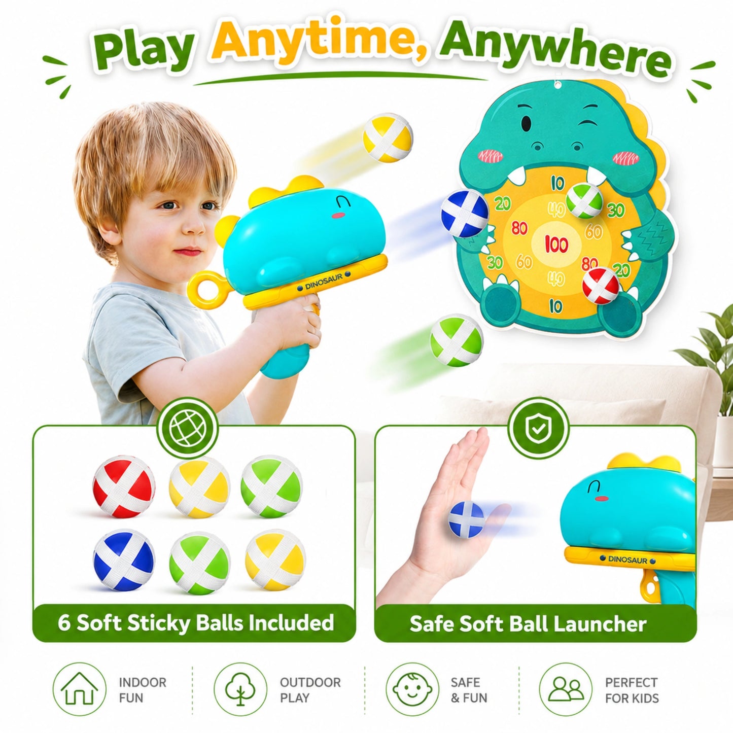 Dinosaur Ball Launcher Target Game Set