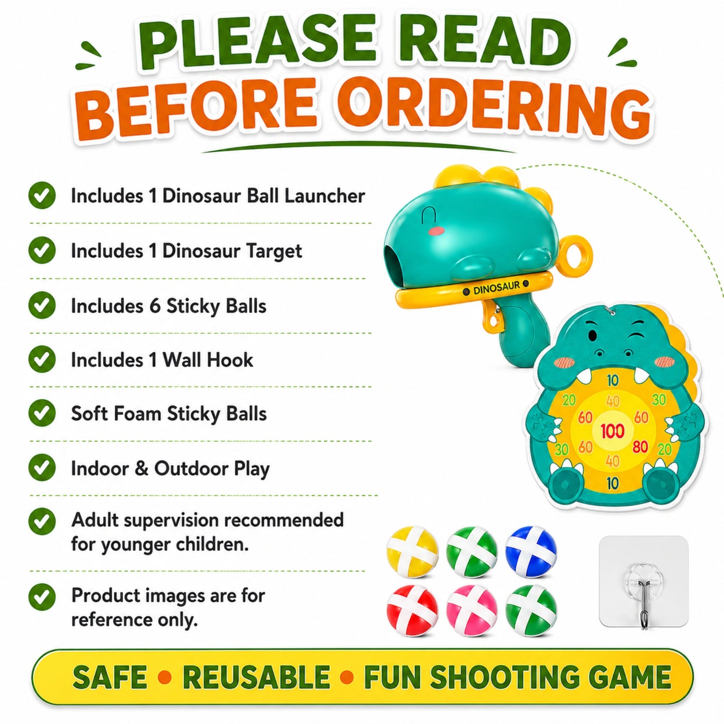 Dinosaur Ball Launcher Target Game Set