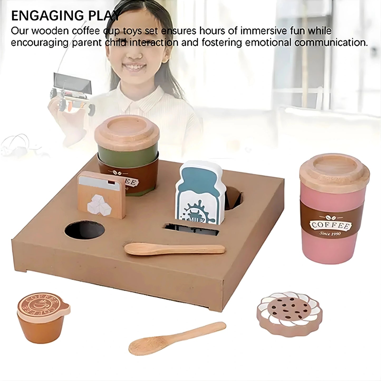 Wooden Coffee Cup Toy Set