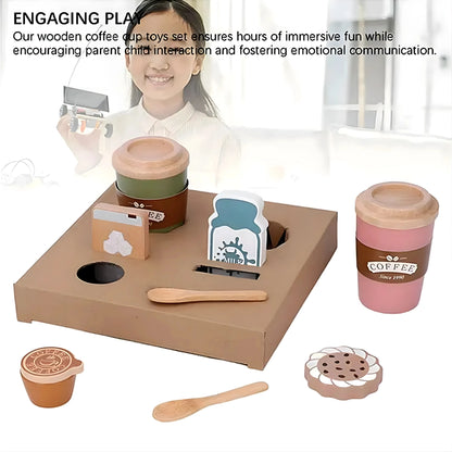 Wooden Coffee Cup Toy Set