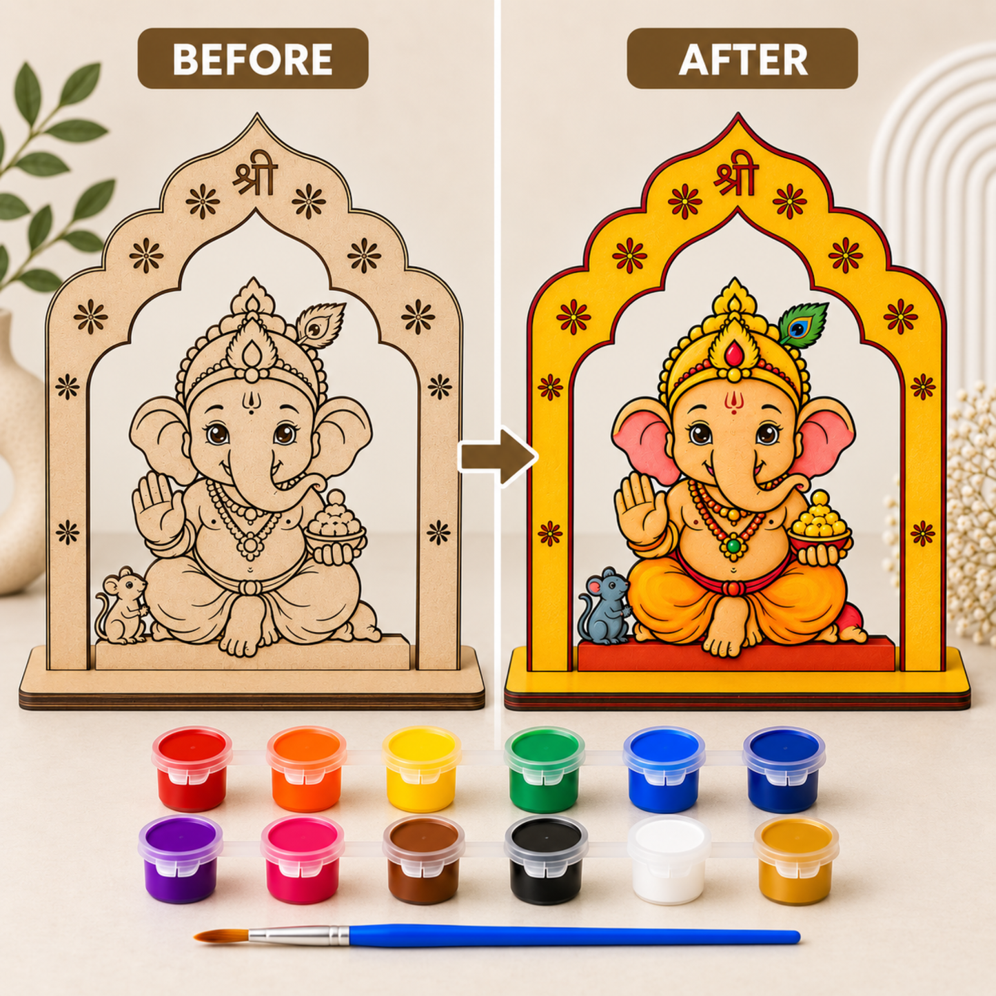 Ganpati Bappa DIY MDF Colouring Kit