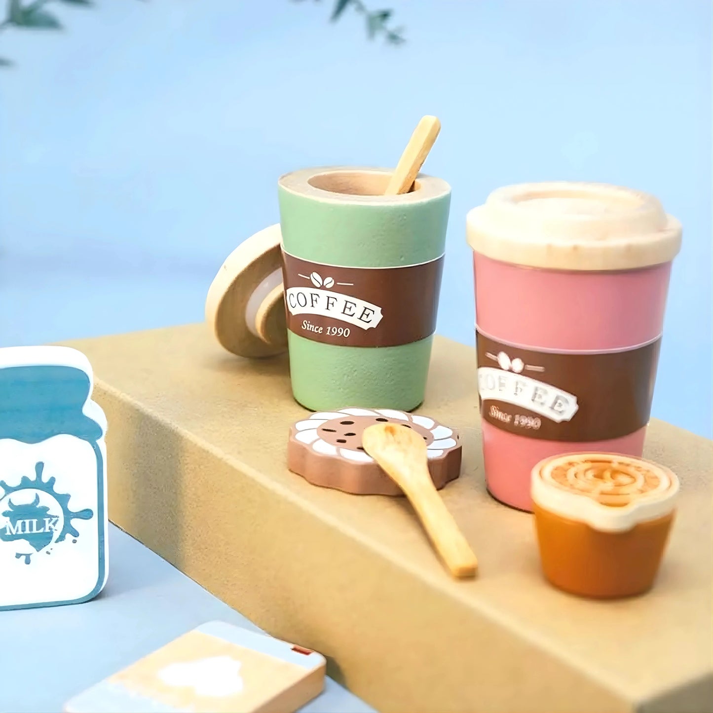 Wooden Coffee Cup Toy Set