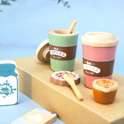 Wooden Coffee Cup Toy Set