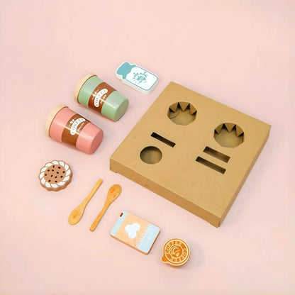 Wooden Coffee Cup Toy Set