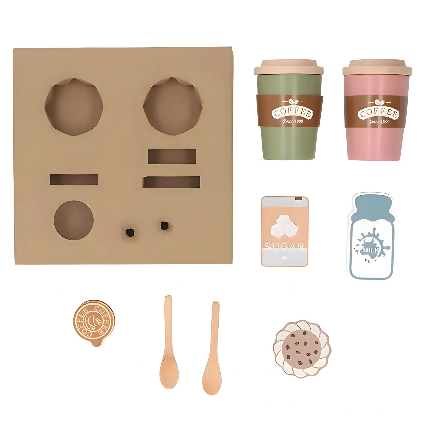 Wooden Coffee Cup Toy Set