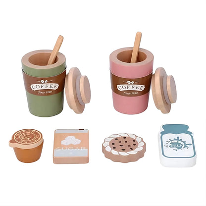 Wooden Coffee Cup Toy Set