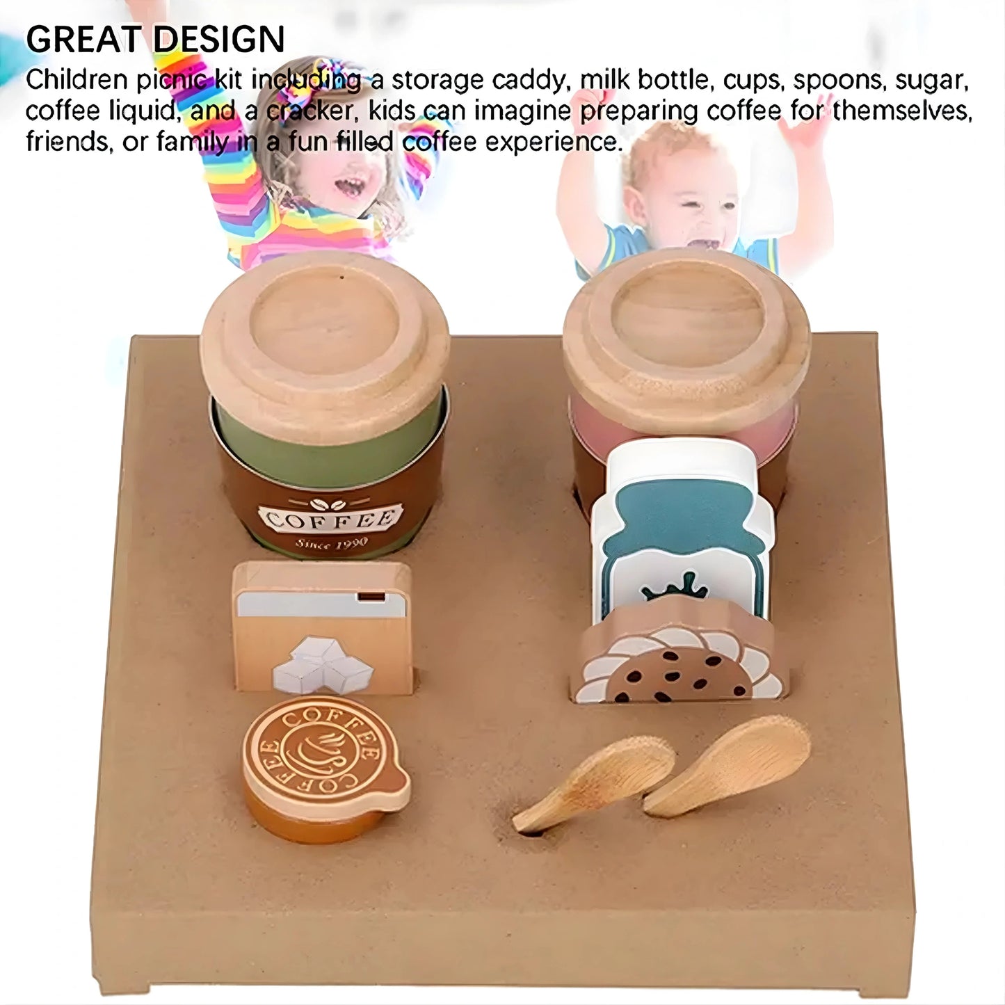 Wooden Coffee Cup Toy Set