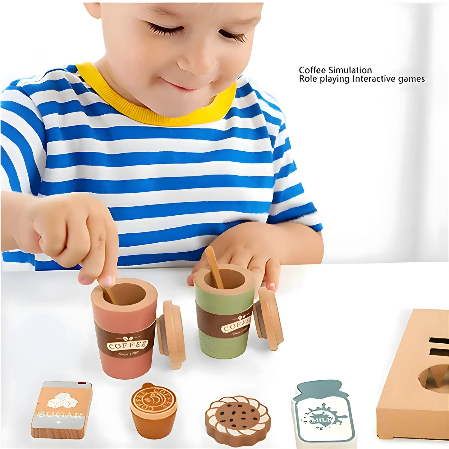 Wooden Coffee Cup Toy Set