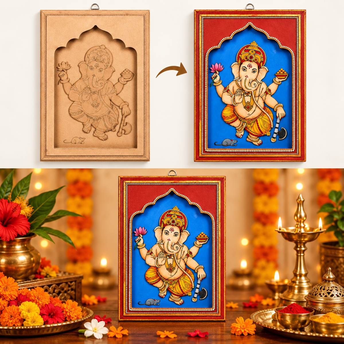 DIY Ganpati Bappa MDF Colouring Frame