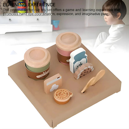Wooden Coffee Cup Toy Set