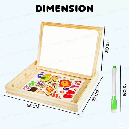Magnetic Wooden Whiteboard & Blackboard for Kids