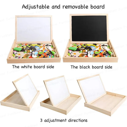 Magnetic Wooden Whiteboard & Blackboard for Kids