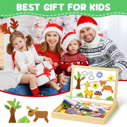 Magnetic Wooden Whiteboard & Blackboard for Kids