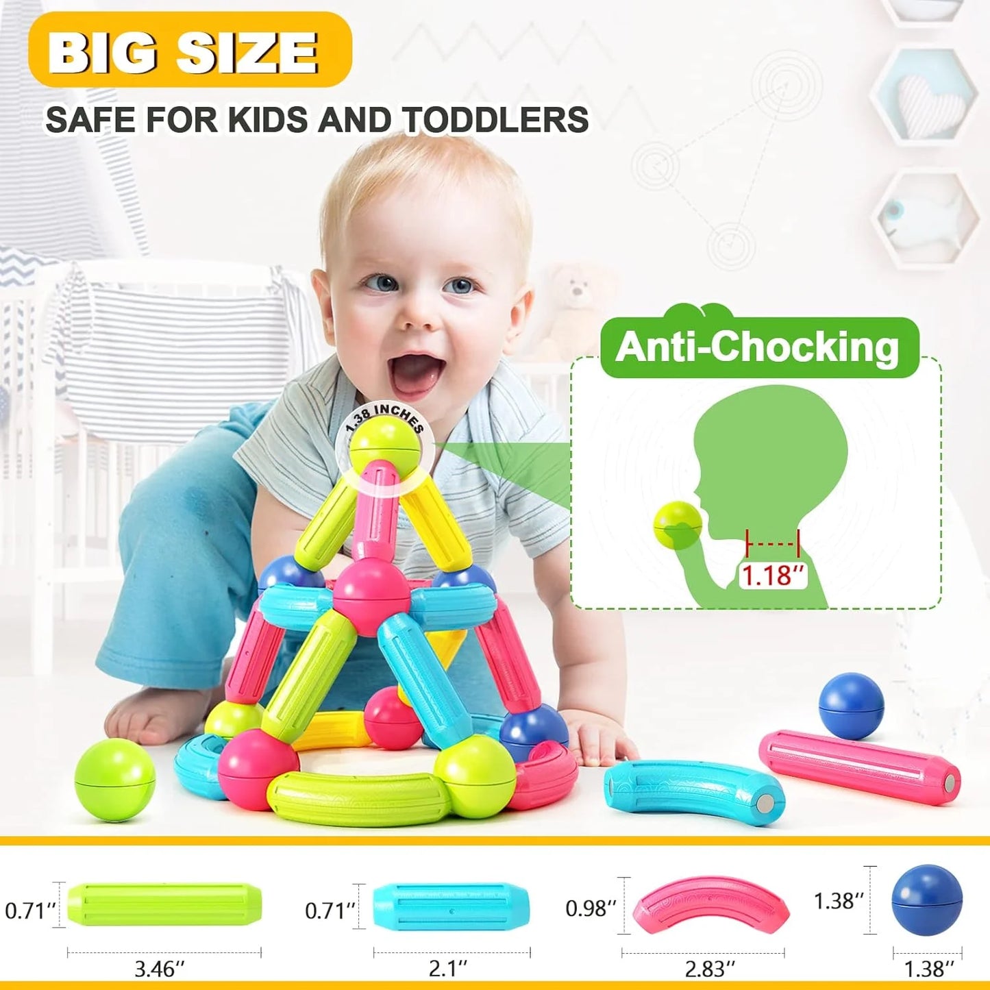Magnetic Stick, Balls & Rods Building Set – STEM Learning Toy for Kids