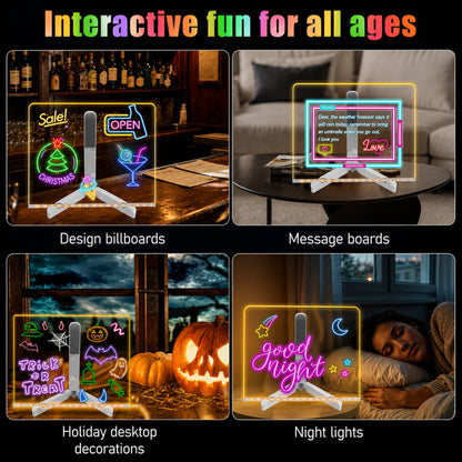 LED Acrylic Message Board with Neon Glow
