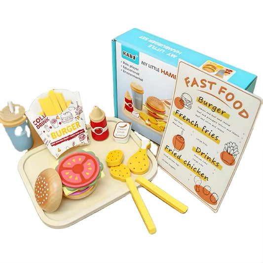 Wooden Fast Food Burger Toy Set