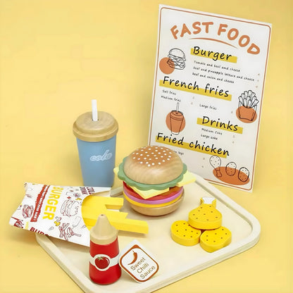 Wooden Fast Food Burger Toy Set
