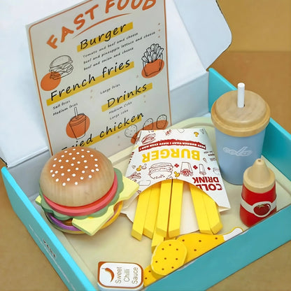 Wooden Fast Food Burger Toy Set