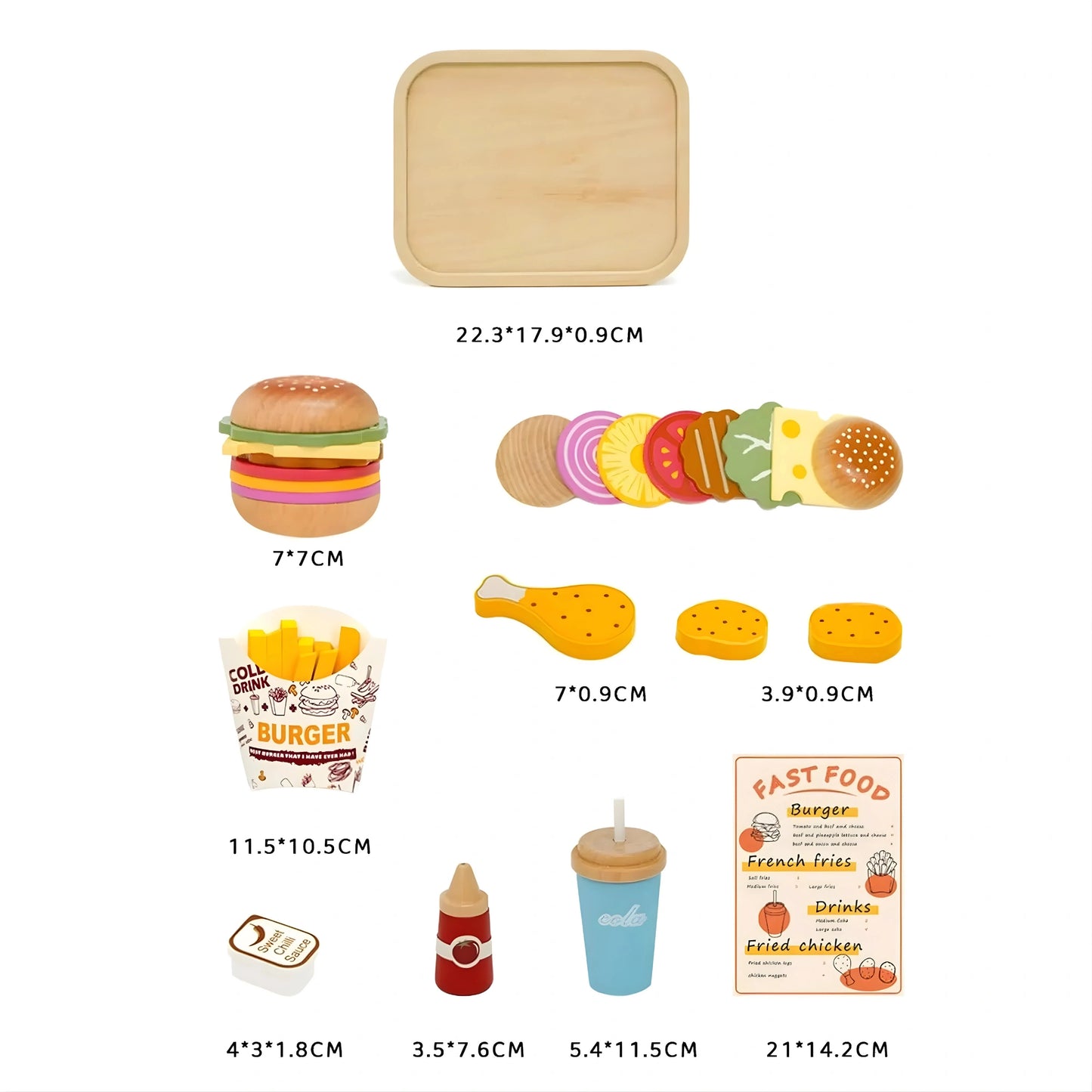 Wooden Fast Food Burger Toy Set