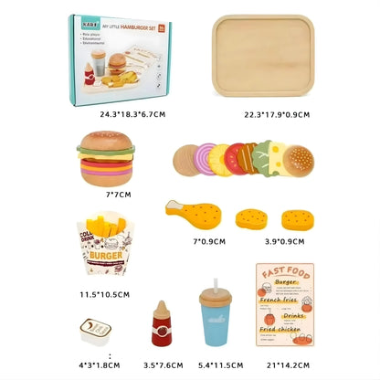 Wooden Fast Food Burger Toy Set