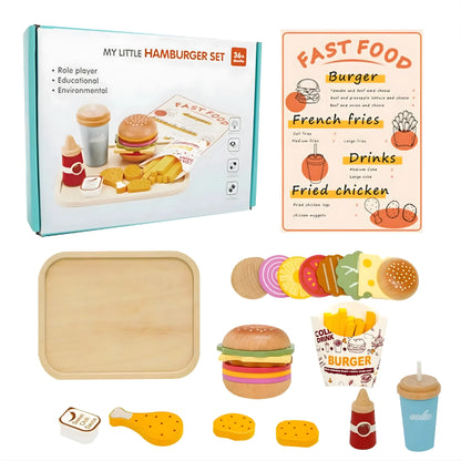 Wooden Fast Food Burger Toy Set