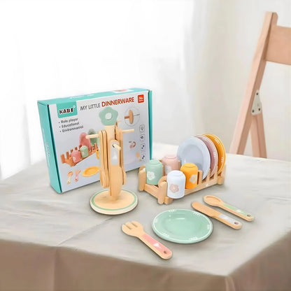 Wooden Kitchen Dinnerware Toy Set