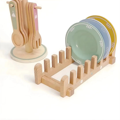 Wooden Kitchen Dinnerware Toy Set
