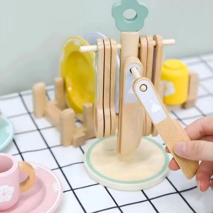 Wooden Kitchen Dinnerware Toy Set