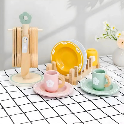 Wooden Kitchen Dinnerware Toy Set