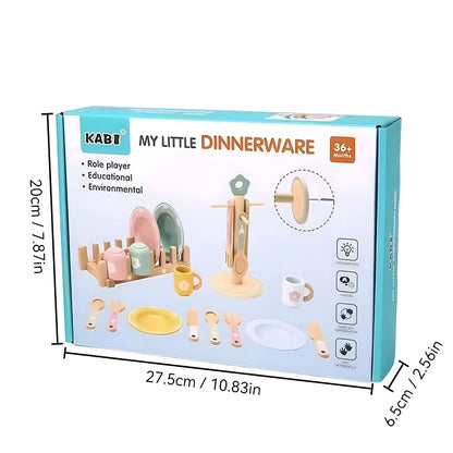 Wooden Kitchen Dinnerware Toy Set
