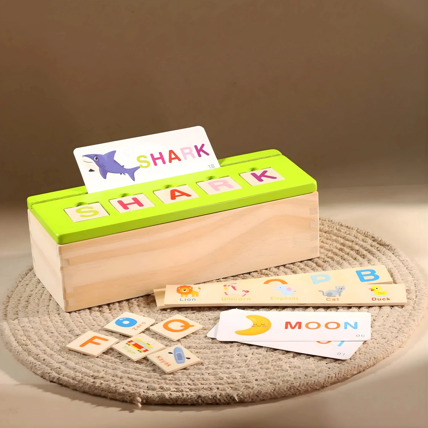 Wooden Alphabet Learning Toy with Flash Cards