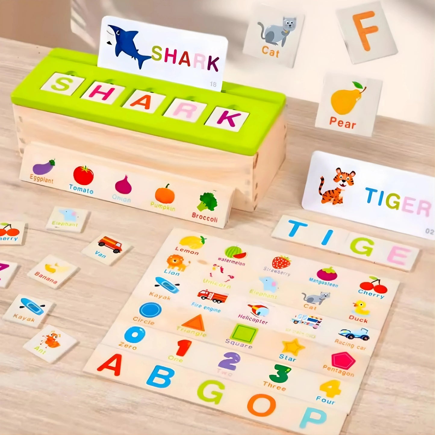 Wooden Alphabet Learning Toy with Flash Cards