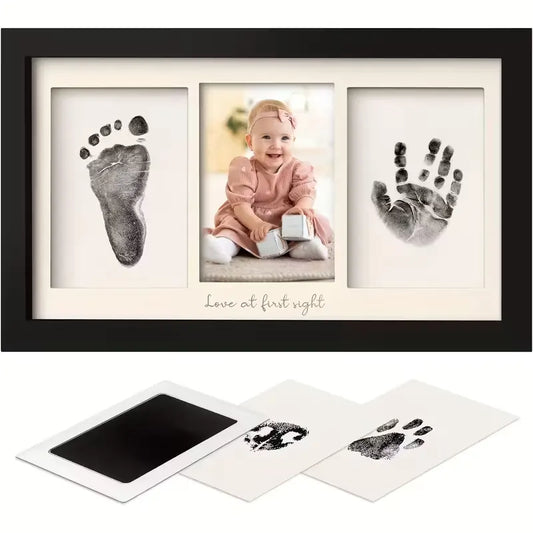 Triple Photo Frame with Inkless Hand & Footprint Kit Print Pad