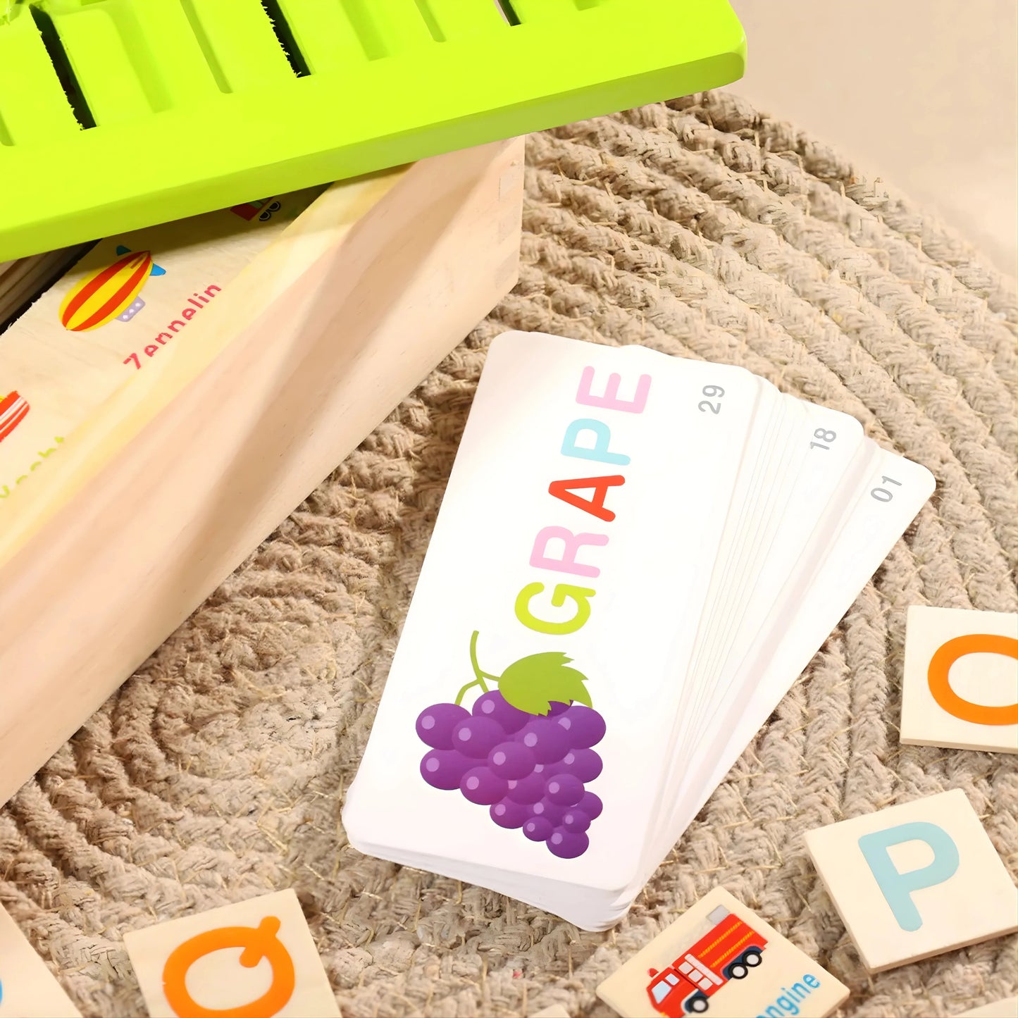 Wooden Alphabet Learning Toy with Flash Cards