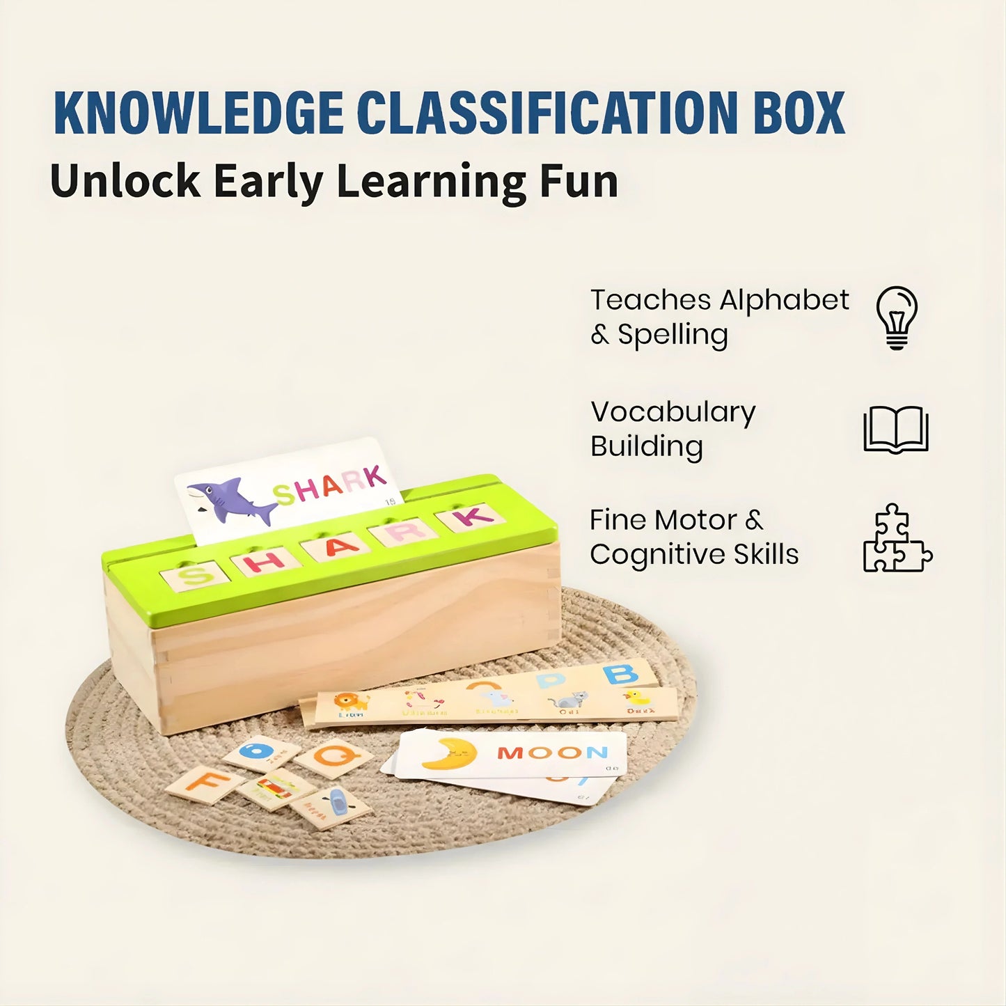 Wooden Alphabet Learning Toy with Flash Cards