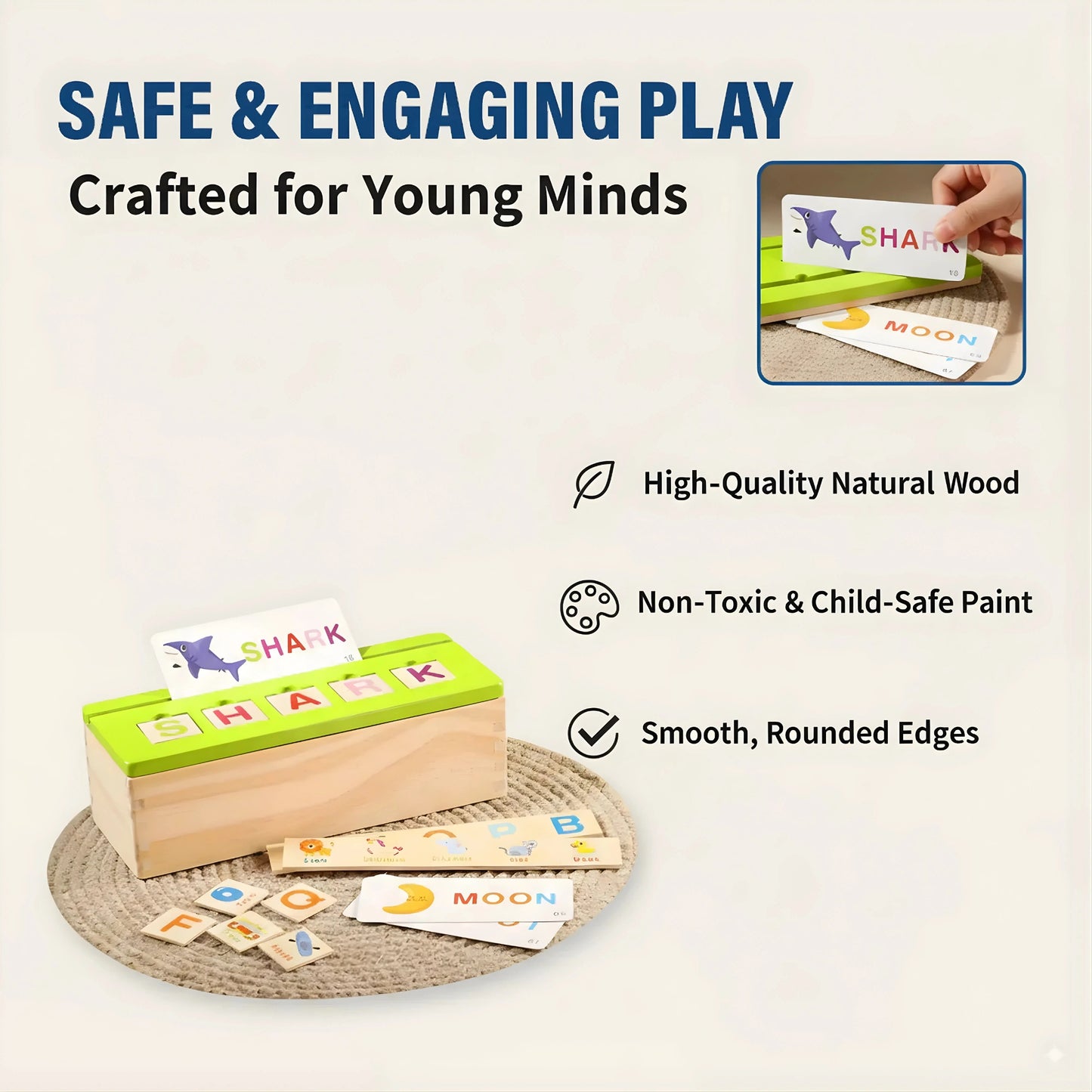 Wooden Alphabet Learning Toy with Flash Cards