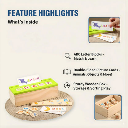Wooden Alphabet Learning Toy with Flash Cards