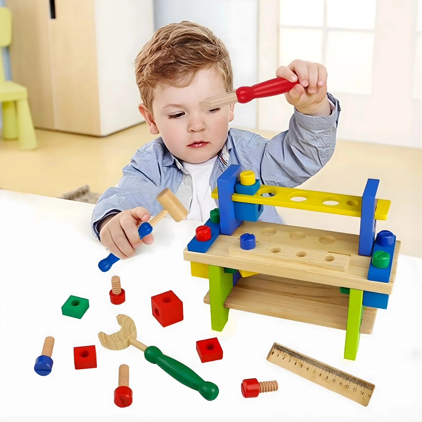 Wooden Kids Tool Bench Set