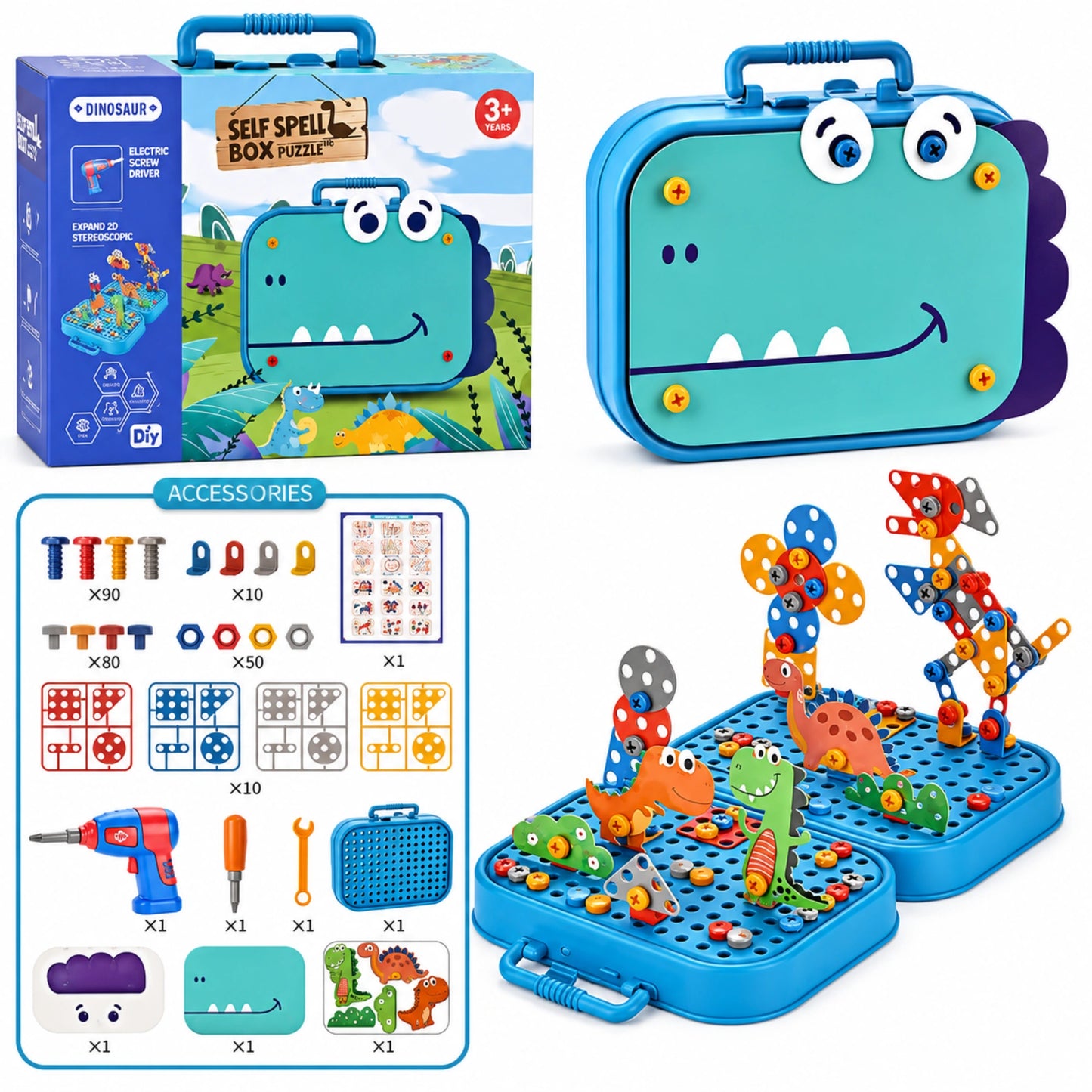 Dinosaur Electric Drill Construction Toy Set